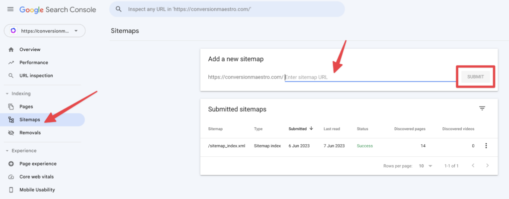 submit a sitemap for indexing in google