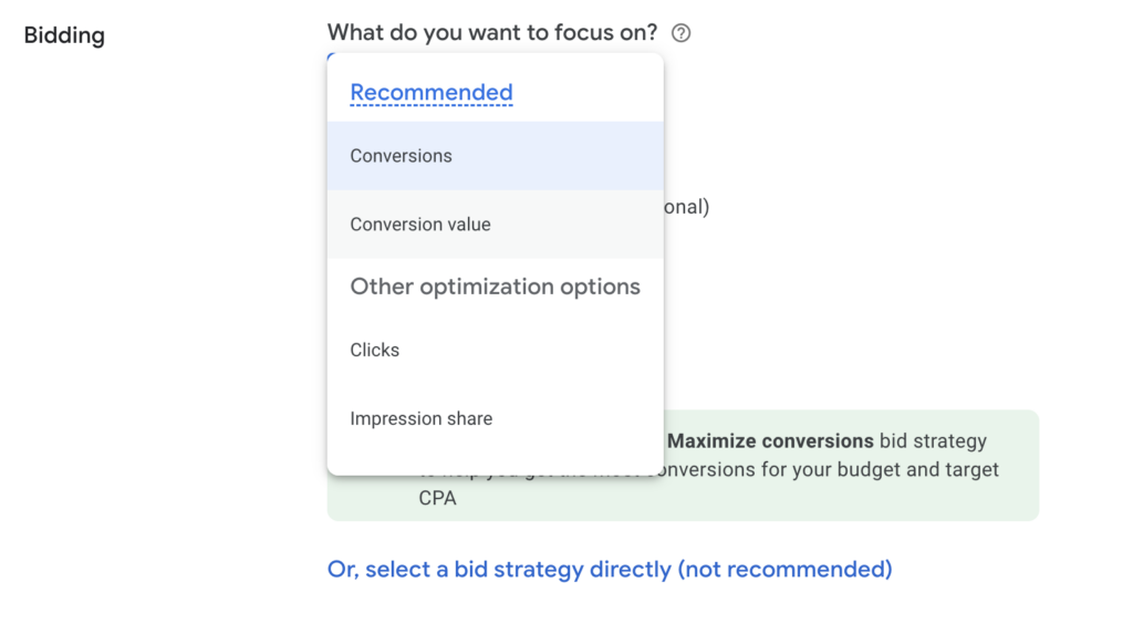 bidding strategies google ads